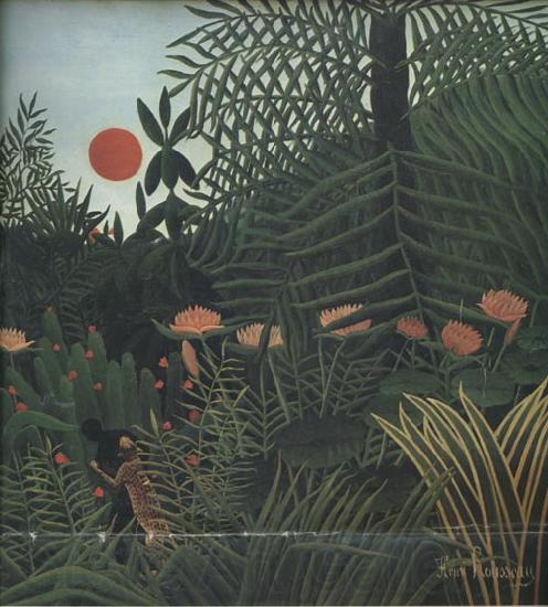 Henri Rousseau Negro Attacked by a jaguar Spain oil painting art